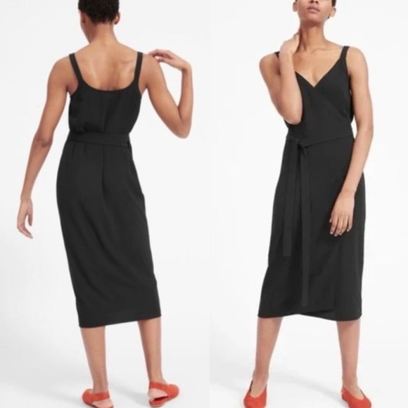 Everlane Japanese GoWeave Tank Wrap Dress Black 6 - Picture 12 of 12